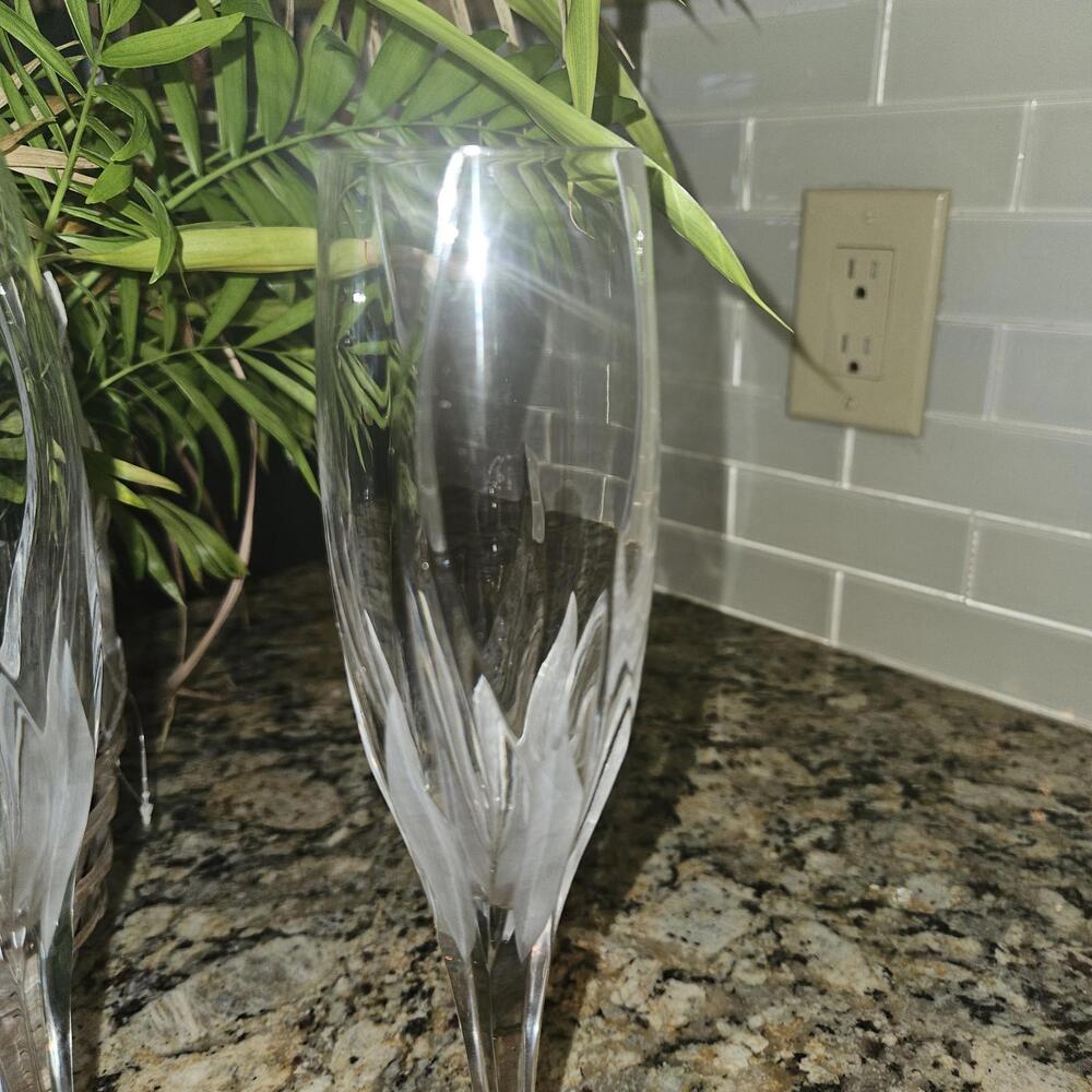 Mikasa Flame D'Amore Crystal Fluted Champagne Glasses Set Of 2 11" Retired - Picture 3 of 6